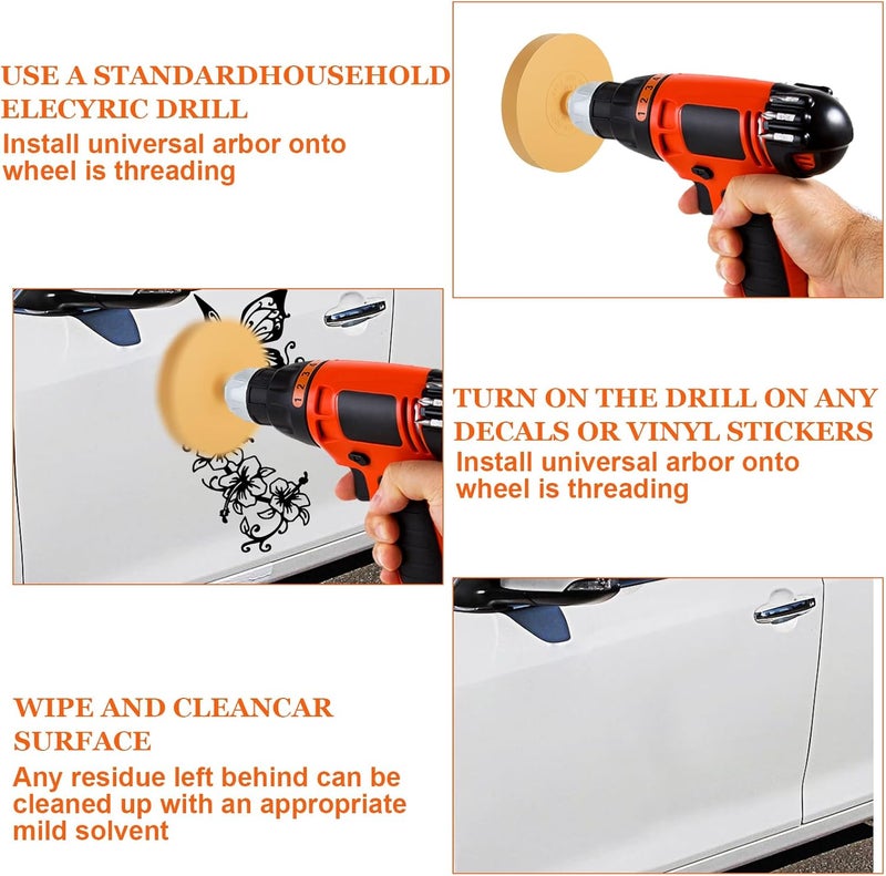 MIVIDE 8 Pack Decal Remover Eraser Wheel Tool Kit with Adapter 3.46 inch Rubber Power Drill Eraser Wheel Adhesive Remover Wheel Tool Set for Cars, RV, Boats - Image 3